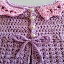 Load image into Gallery viewer, Little Collar Cardi and Daisy Hat Set: (3/6 months)