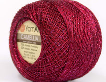 Load image into Gallery viewer, Camellia Fine Crochet Thread:  Burgundy/Silver
