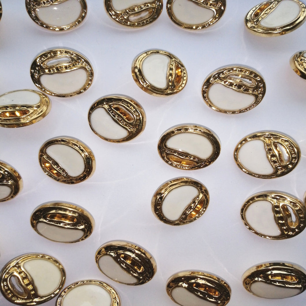 Gold/White Round Button - (20mm)