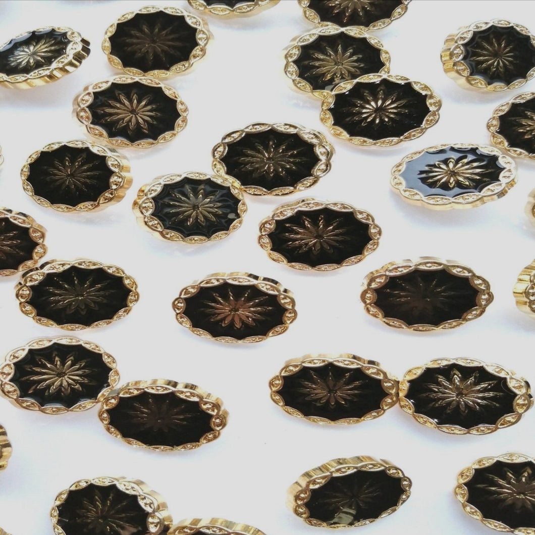 Gold/Black Round Button (20mm)