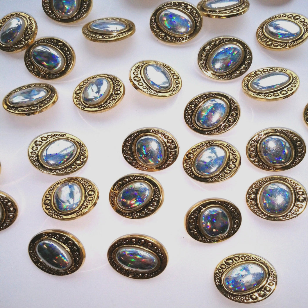 Gold-coloured/Translucent Round Button - (23mm)