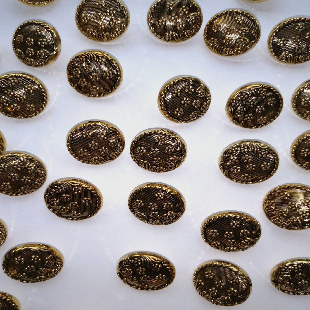 Gold Round Flower Design Button - (22mm/18mm/15mm)