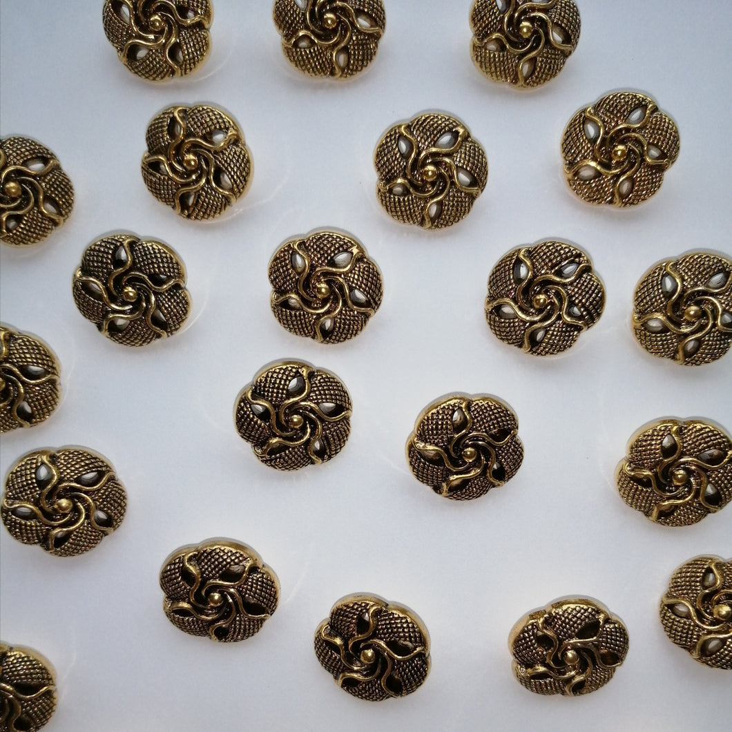 Gold effect Round Button - (20mm/18mm/15mm)