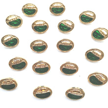 Load image into Gallery viewer, Gold/Emerald Green Round Button - (20mm)
