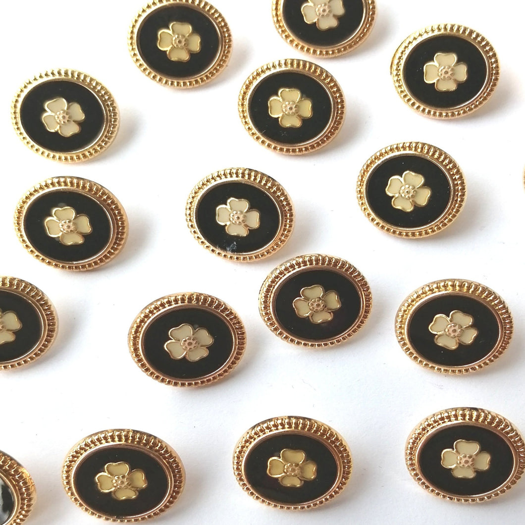 Gold/Black Round Button (18mm)