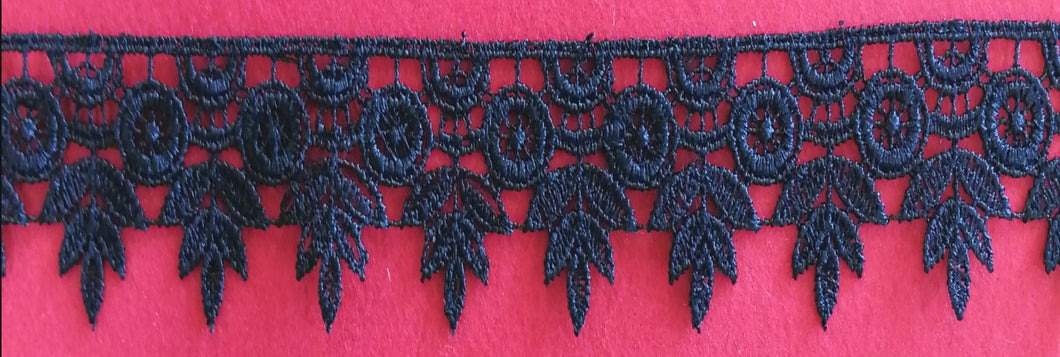 Guipure 1.5 inch Black Trim:  (per Metre)