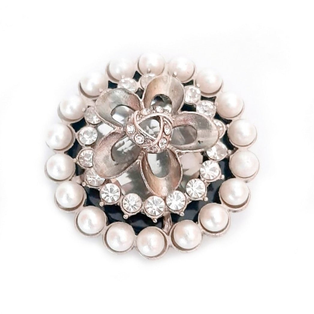 Silver/Pearl Fashion Metal Button (39mm)