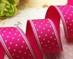 Stars Printed Grosgrain Ribbon (25mm) -  Fuchsia/White (1 Metre)