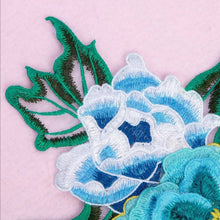 Load image into Gallery viewer, Turquoise/Green Floral Embroidered Applique Trim - (Pair)
