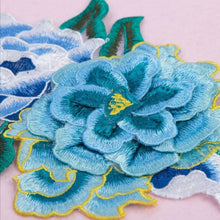 Load image into Gallery viewer, Turquoise/Green Floral Embroidered Applique Trim - (Pair)

